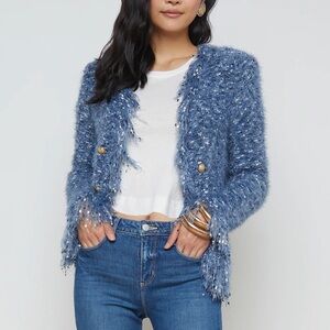 Women's Blue Textured Sweater